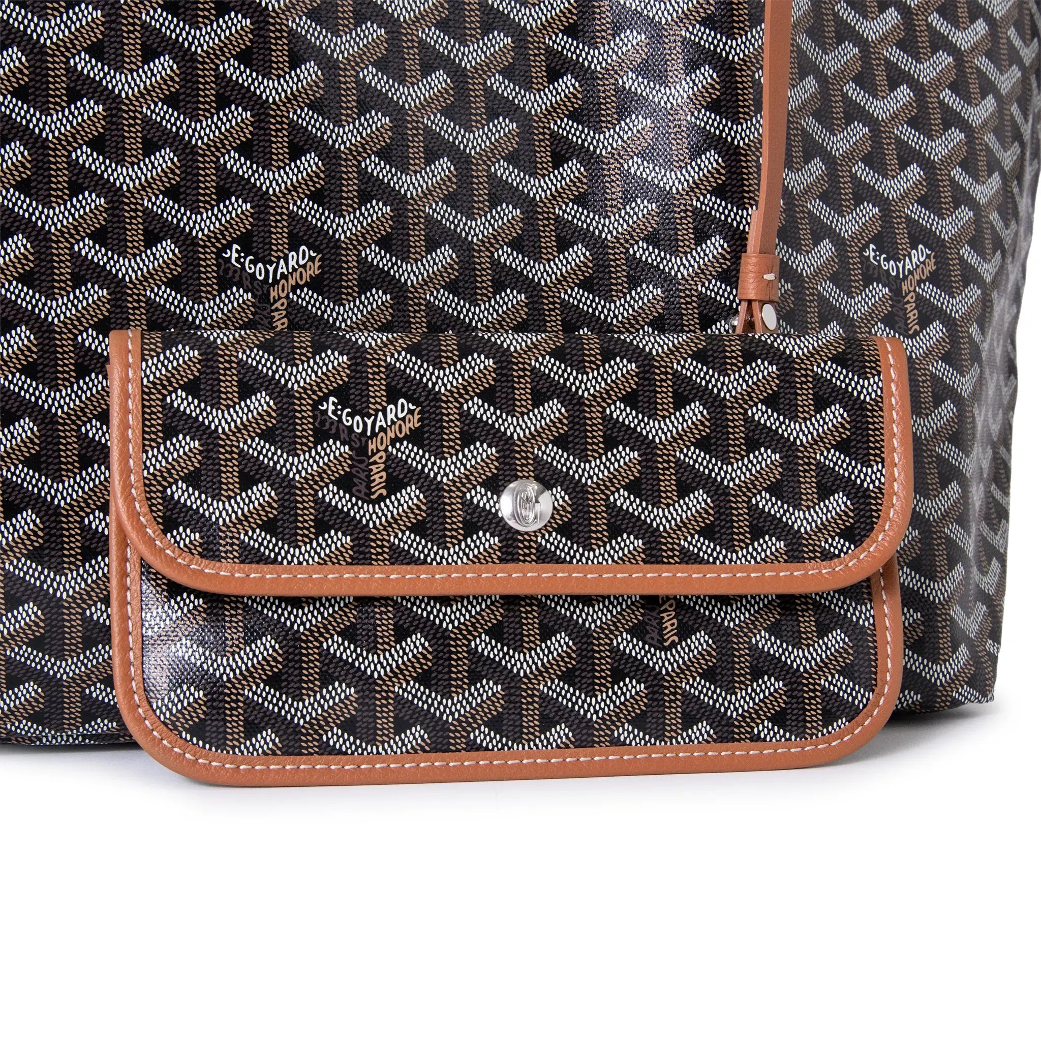 Front View of Goyard Saint Louis GM Tote Bag Black Tan STLOUIGMLTY01CL03P